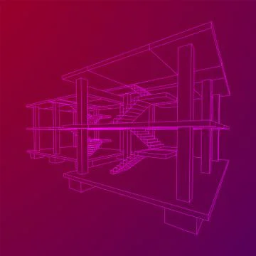 Building under construction wireframe Ilustración de archivo