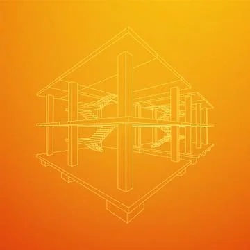 Building under construction wireframe Ilustración de archivo