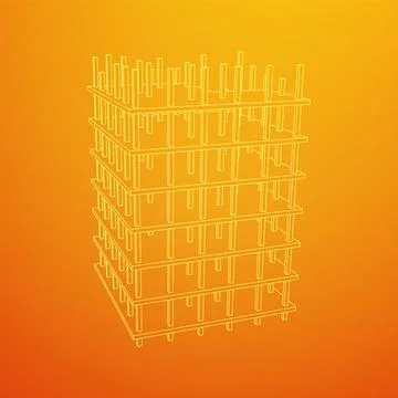 Building under construction. Wireframe low poly mesh Ilustración de archivo