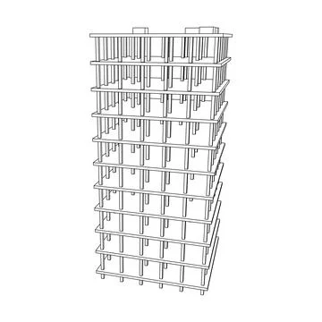 Building under construction. Wireframe low poly mesh Ilustración de archivo