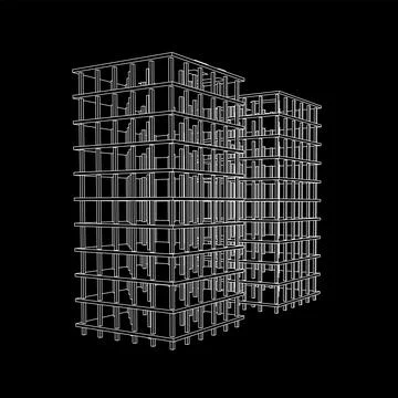 Building under construction. Wireframe low poly mesh Ilustración de archivo