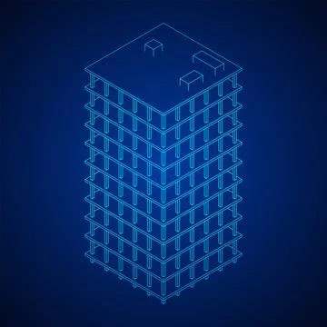 Building under construction. Wireframe low poly mesh Ilustración de archivo