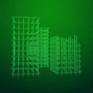 Building under construction. Wireframe low poly mesh Ilustración de archivo