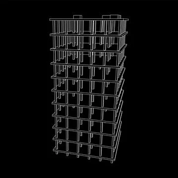 Building under construction. Wireframe low poly mesh Ilustración de archivo