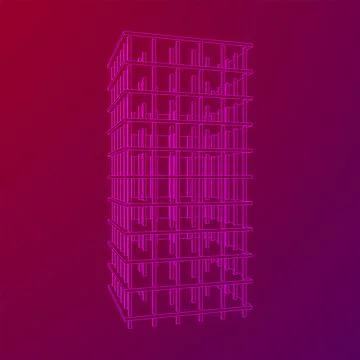 Building under construction. Wireframe low poly mesh Ilustración de archivo