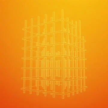 Building under construction. Wireframe low poly mesh Stock Illustration
