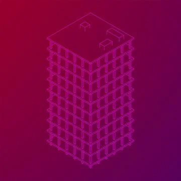 Building under construction. Wireframe low poly mesh Ilustración de archivo