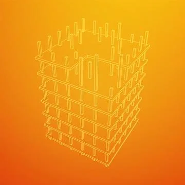 Building under construction. Wireframe low poly mesh Ilustración de archivo