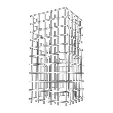 Building under construction. Wireframe low poly mesh Ilustración de archivo