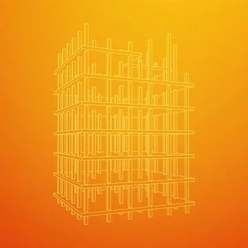 Building under construction. Wireframe low poly mesh Ilustración de archivo
