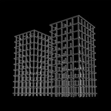 Building under construction. Wireframe low poly mesh Ilustración de archivo