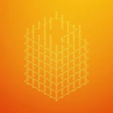Building under construction. Wireframe low poly mesh Ilustración de archivo