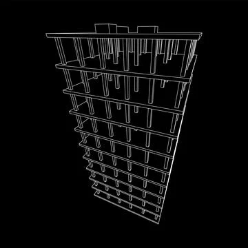 Building under construction. Wireframe low poly mesh Ilustración de archivo