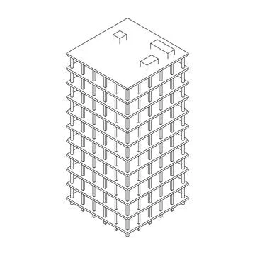 Building under construction. Wireframe low poly mesh Ilustración de archivo