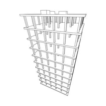Building under construction. Wireframe low poly mesh Ilustración de archivo