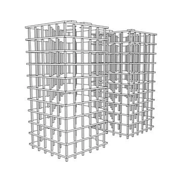 Building under construction. Wireframe low poly mesh Ilustración de archivo