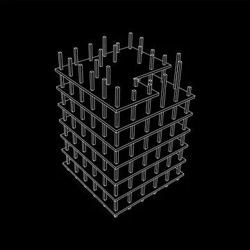 Building under construction. Wireframe low poly mesh Ilustración de archivo