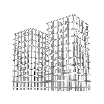 Building under construction. Wireframe low poly mesh Ilustración de archivo