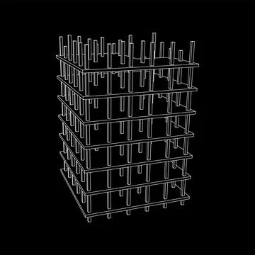 Building under construction. Wireframe low poly mesh Ilustración de archivo