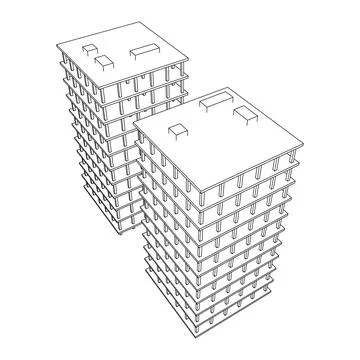 Building under construction. Wireframe low poly mesh Ilustración de archivo