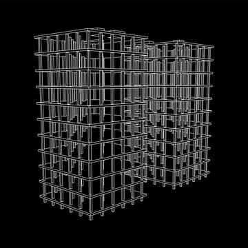 Building under construction. Wireframe low poly mesh Ilustración de archivo