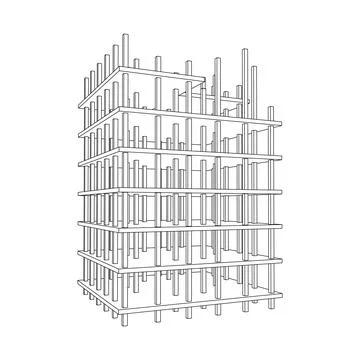 Building under construction. Wireframe low poly mesh Ilustración de archivo