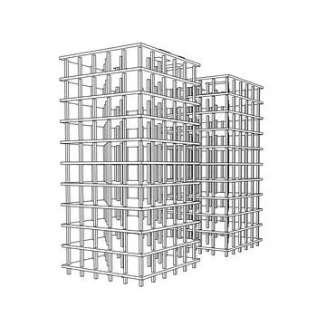 Building under construction. Wireframe low poly mesh Ilustración de archivo