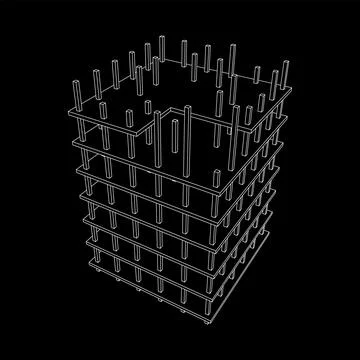 Building under construction. Wireframe low poly mesh Ilustración de archivo