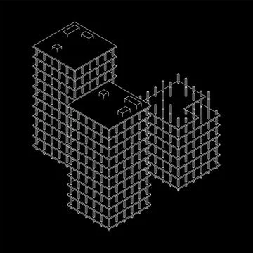 Building under construction. Wireframe low poly mesh Ilustración de archivo