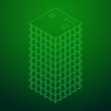Building under construction. Wireframe low poly mesh Ilustración de archivo