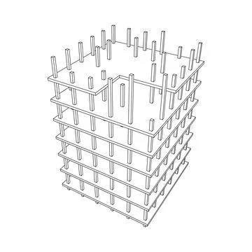Building under construction. Wireframe low poly mesh Ilustración de archivo