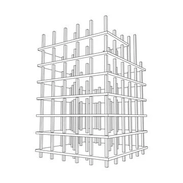 Building under construction. Wireframe low poly mesh Ilustración de archivo