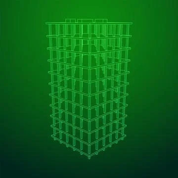 Building under construction. Wireframe low poly mesh Ilustración de archivo
