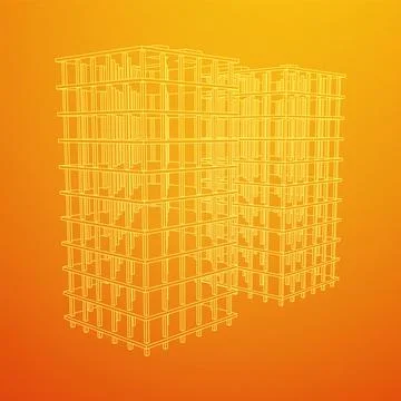 Building under construction. Wireframe low poly mesh Ilustración de archivo