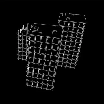 Building under construction. Wireframe low poly mesh Ilustración de archivo