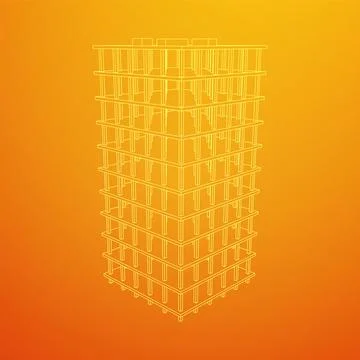 Building under construction. Wireframe low poly mesh Ilustración de archivo