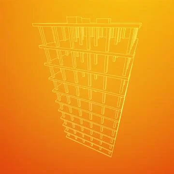 Building under construction. Wireframe low poly mesh Ilustración de archivo
