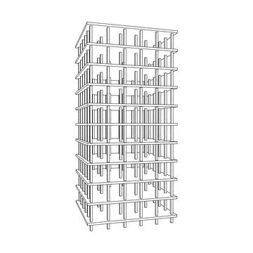 Building under construction. Wireframe low poly mesh Ilustración de archivo