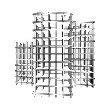 Building under construction. Wireframe low poly mesh Ilustración de archivo