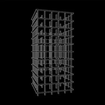 Building under construction. Wireframe low poly mesh Ilustración de archivo