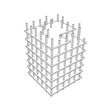 Building under construction. Wireframe low poly mesh Ilustración de archivo