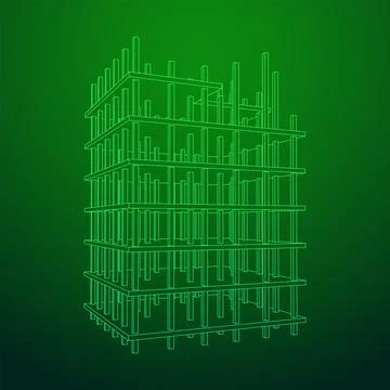Building under construction. Wireframe low poly mesh Ilustración de archivo