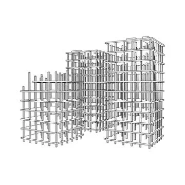 Building under construction. Wireframe low poly mesh Ilustración de archivo