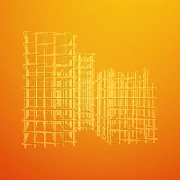 Building under construction. Wireframe low poly mesh Ilustración de archivo