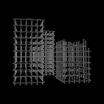 Building under construction. Wireframe low poly mesh Ilustración de archivo