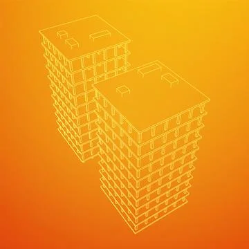 Building under construction. Wireframe low poly mesh Ilustración de archivo