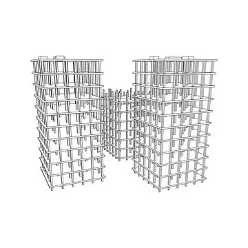 Building under construction. Wireframe low poly mesh Ilustración de archivo