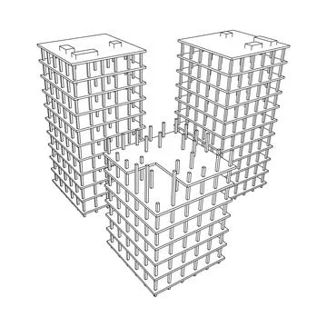 Building under construction. Wireframe low poly mesh Ilustración de archivo