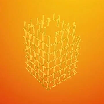 Building under construction. Wireframe low poly mesh Ilustración de archivo