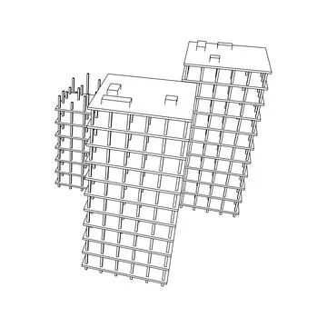 Building under construction. Wireframe low poly mesh Ilustración de archivo